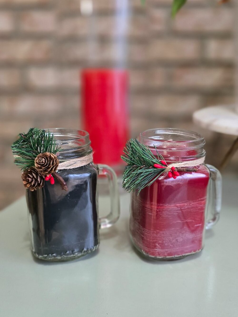 Handmade Holiday Candle Vintage Glass Mug Christmas Decor